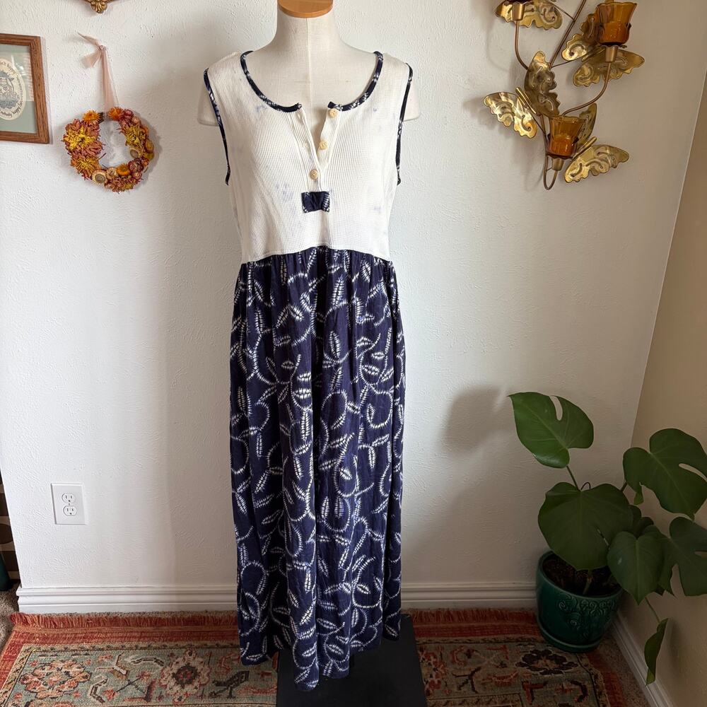 Vintage Carole Little Waffle Button Maxi Dress size XL